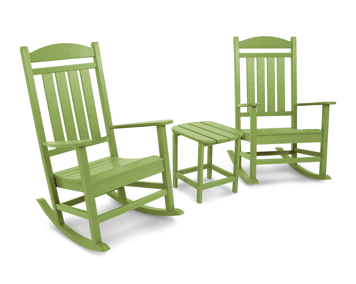 POLYWOOD PWS166-1-BL Presidential Rocker 3-Piece Rocking Chair Set, Black