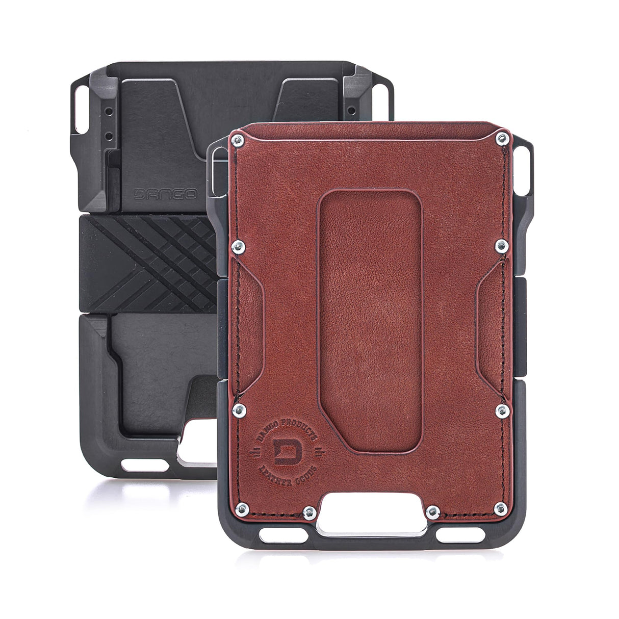 Dango Slim Minimalist Wallet for Men - RFID Blocking - Leather- Bifold, Rawhide/Raw Aluminum