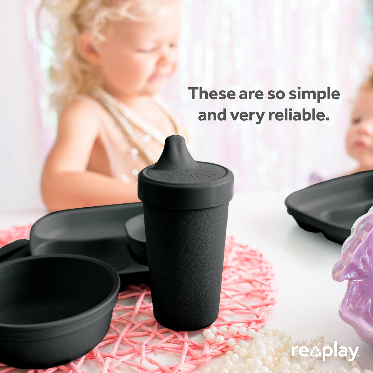 Re-Play Made in USA 10 Oz. Sippy Cups for Toddlers, Pack of 4 - Reusable Spill Proof Cups for Kids, Dishwasher/Microwave Safe - Hard Spout Sippy Cups for Toddlers 3.13" x 6.25", Desert Roses