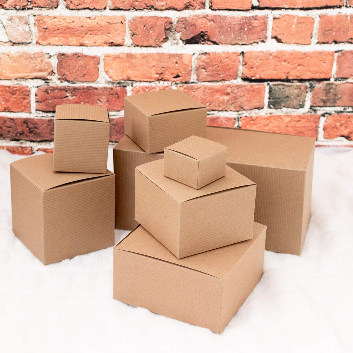 Made in USA 10-Count Recycled Brown Kraft Gift Boxes (5" X 5" X 3") with Tuck Lids for Weddings, Crafting and Baking Packaging Needs