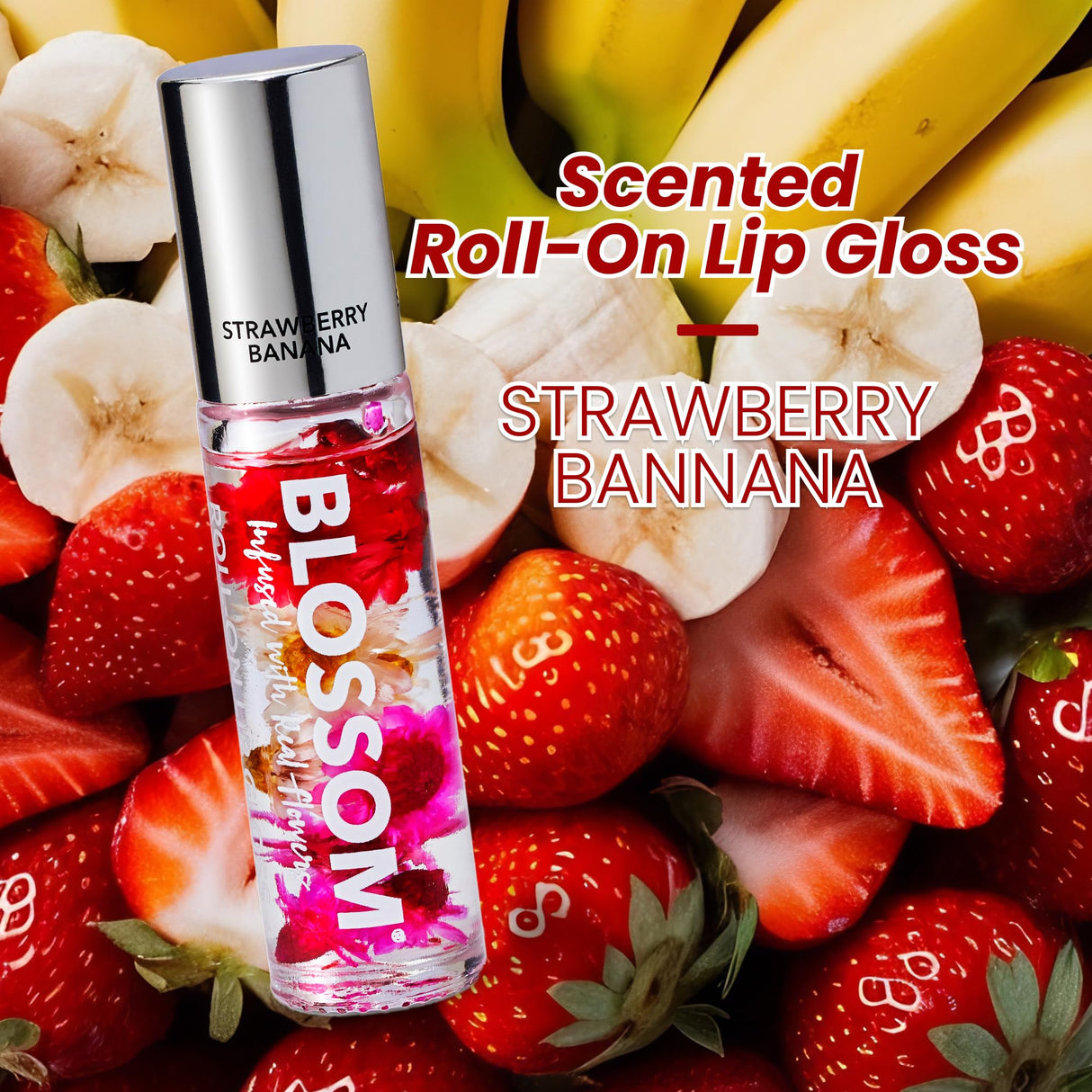 Blossom Scented Roll on Lip Gloss, Infused with Real Flowers, Made in USA, 0.20 fl. oz./5.9ml, Watermelon