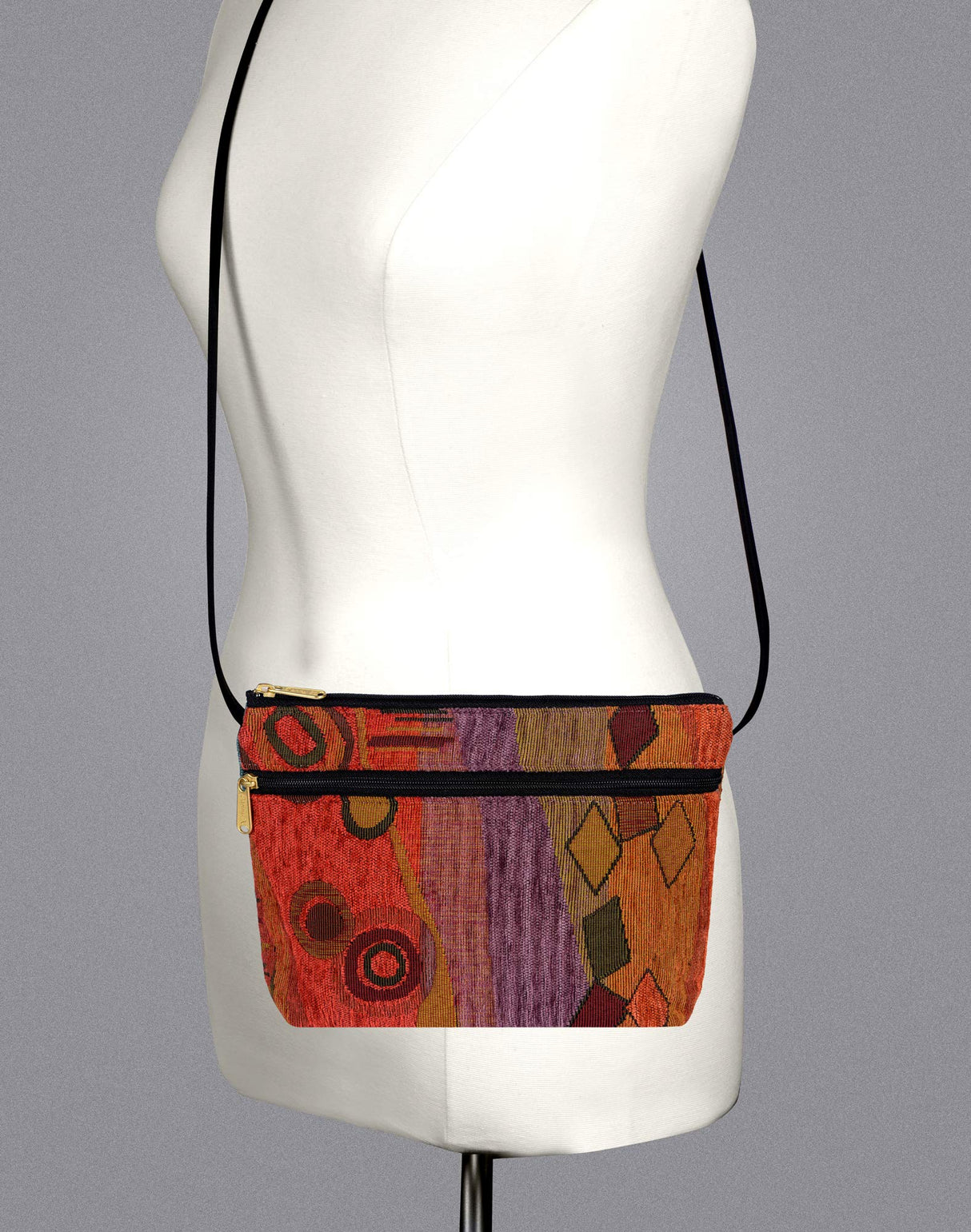 Danny K. Women's Tapestry Zipper Purse Crossbody Handbag, Adjustable Cord, Handmade in USA