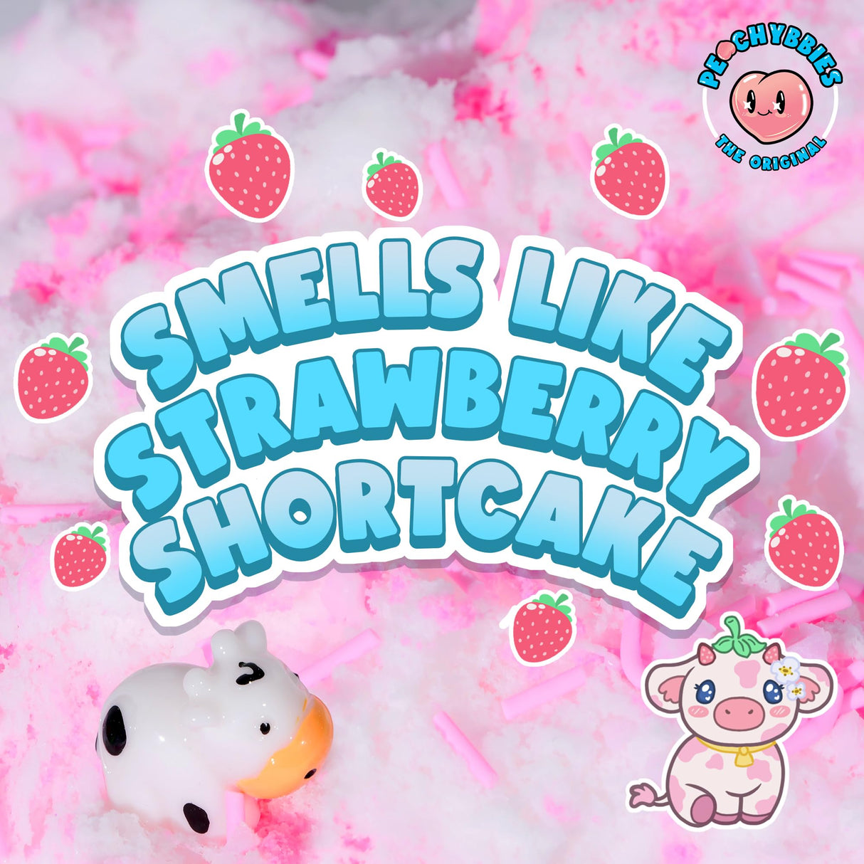 Slime Strawberry Cow Cloud Slime, Made in USA Premium Slime, 100% Authentic Peachybbies, 7 oz., Scented Slime for Kids from The Original Peachybbies Slime Shop, ASMR, Limited Edition