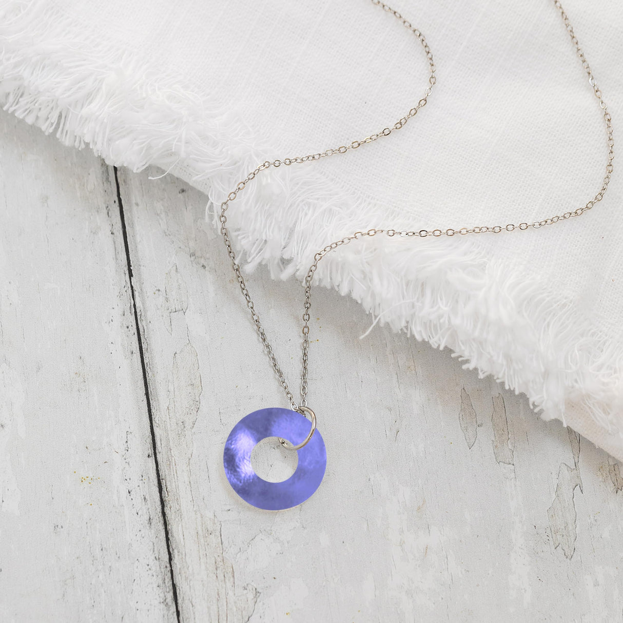 Bottled Up Designs Handmade Glass Hoop Necklace, Recycled Antique Bottles, Made in USA, Birthday Gifts, Mothers Day, Women, Anniversary (Cobalt 1960s Skin Cream Jar)