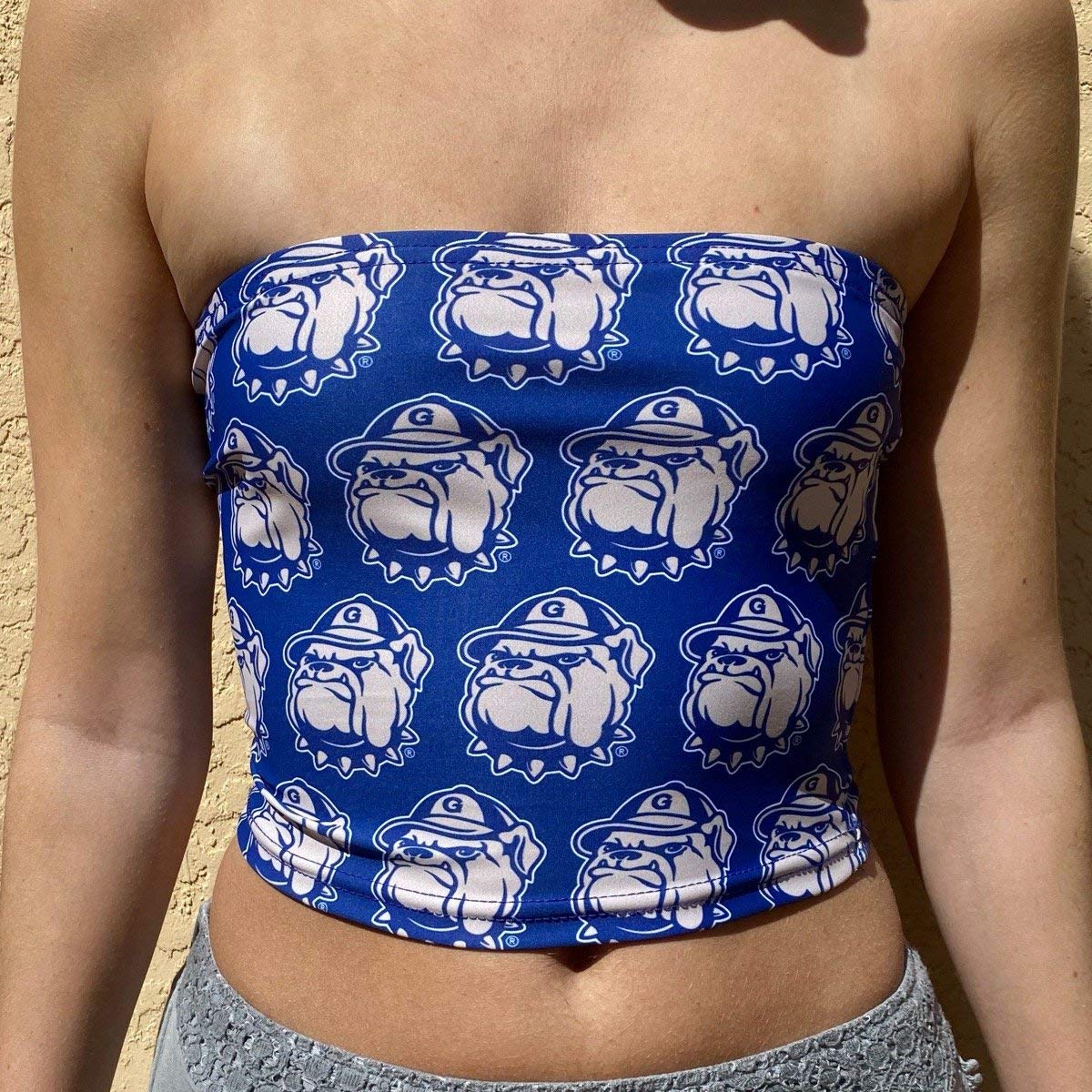 Lojobands Women's Tailgate Outfit College Tube Top Logo All Over Tank Top Crop Made in USA One Size Fits Most