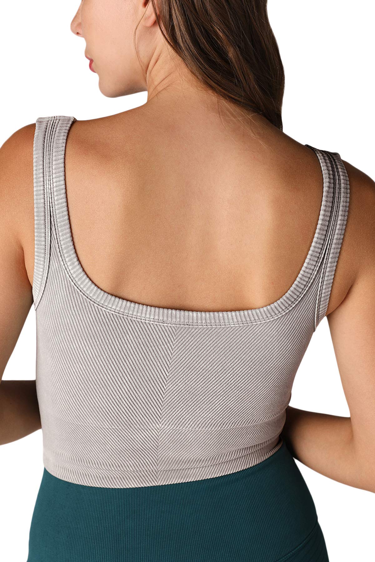 NIKIBIKI Women Seamless Vintage Chevron Ribbed Crop Top, Made in U.S.A, One Size