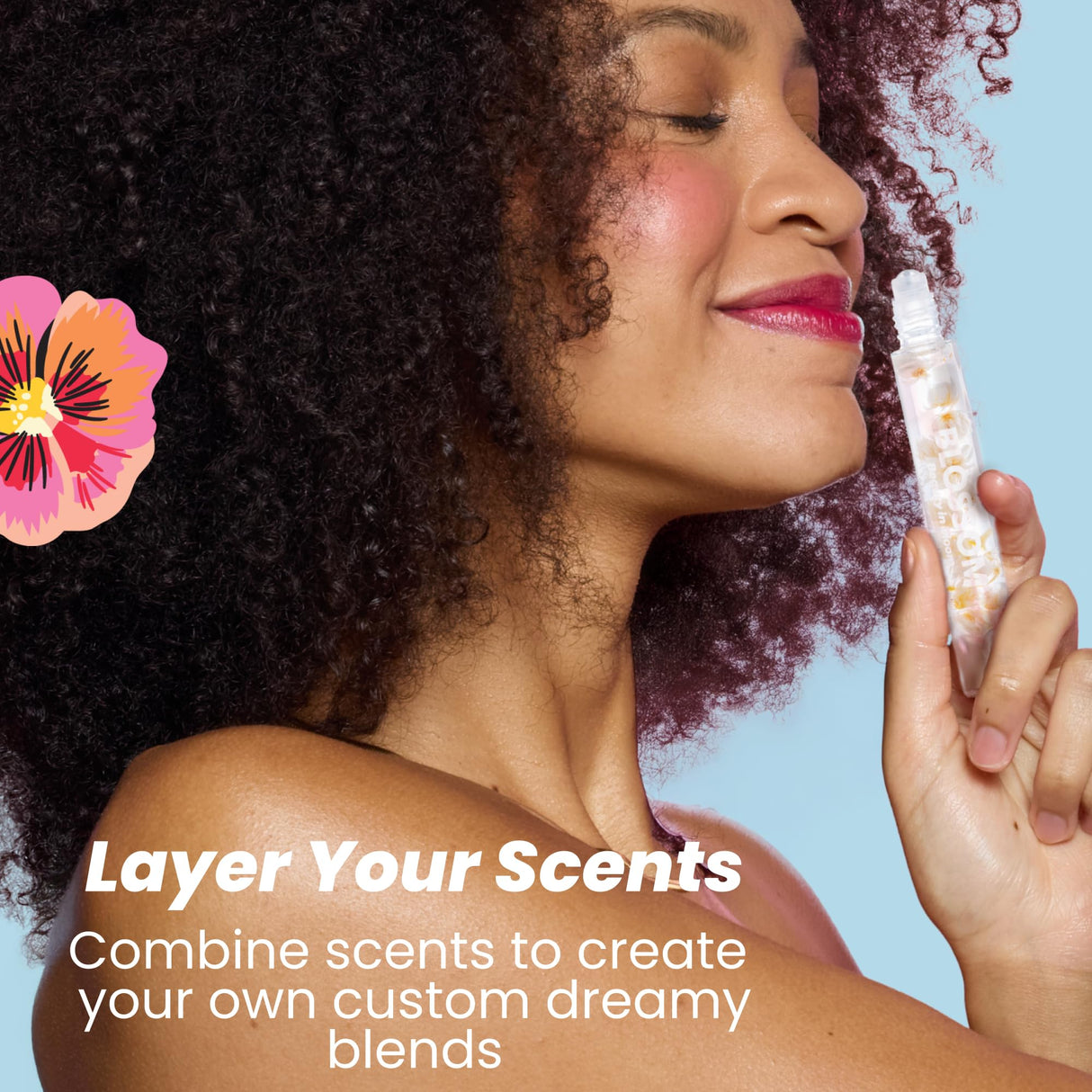 Blossom Roll on Perfume Oil for Women, Alcohol Free Rollerball Perfume with Essential Oil, Infused with Real Flowers, Made in USA, 0.20 oz (Lemon, Bergamot, Violet, White Musk), Cactus Flower