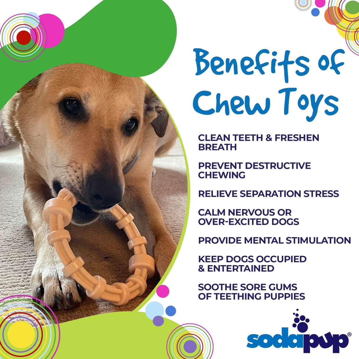 SodaPup Hot Dog – Durable Dog Chew Toy Made in USA from Non-Toxic, Pet Safe, Food Safe Nylon Material for Mental Stimulation, Clean Teeth, Fresh Breath, Problem Chewing, Calming Nerves, & More