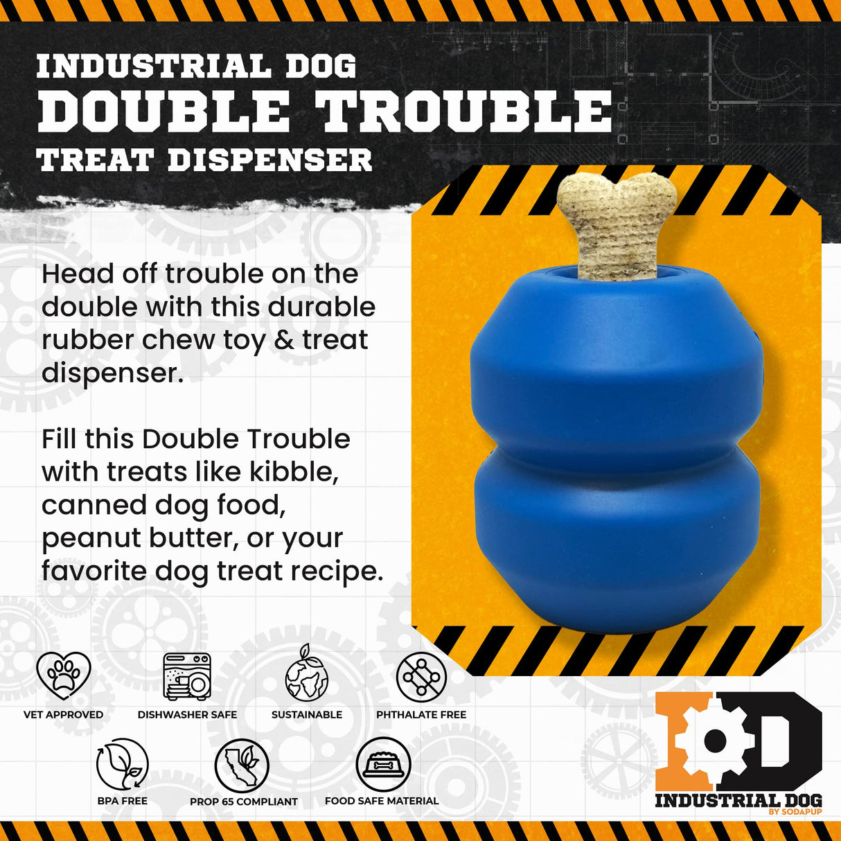 SodaPup Honey Pot – Durable Dog Treat Dispenser & Enrichment Toy Made in USA from Non-Toxic, Pet Safe, Food Safe Natural Rubber Material for Mental Stimulation, Problem Chewing, Calming Nerves, & More