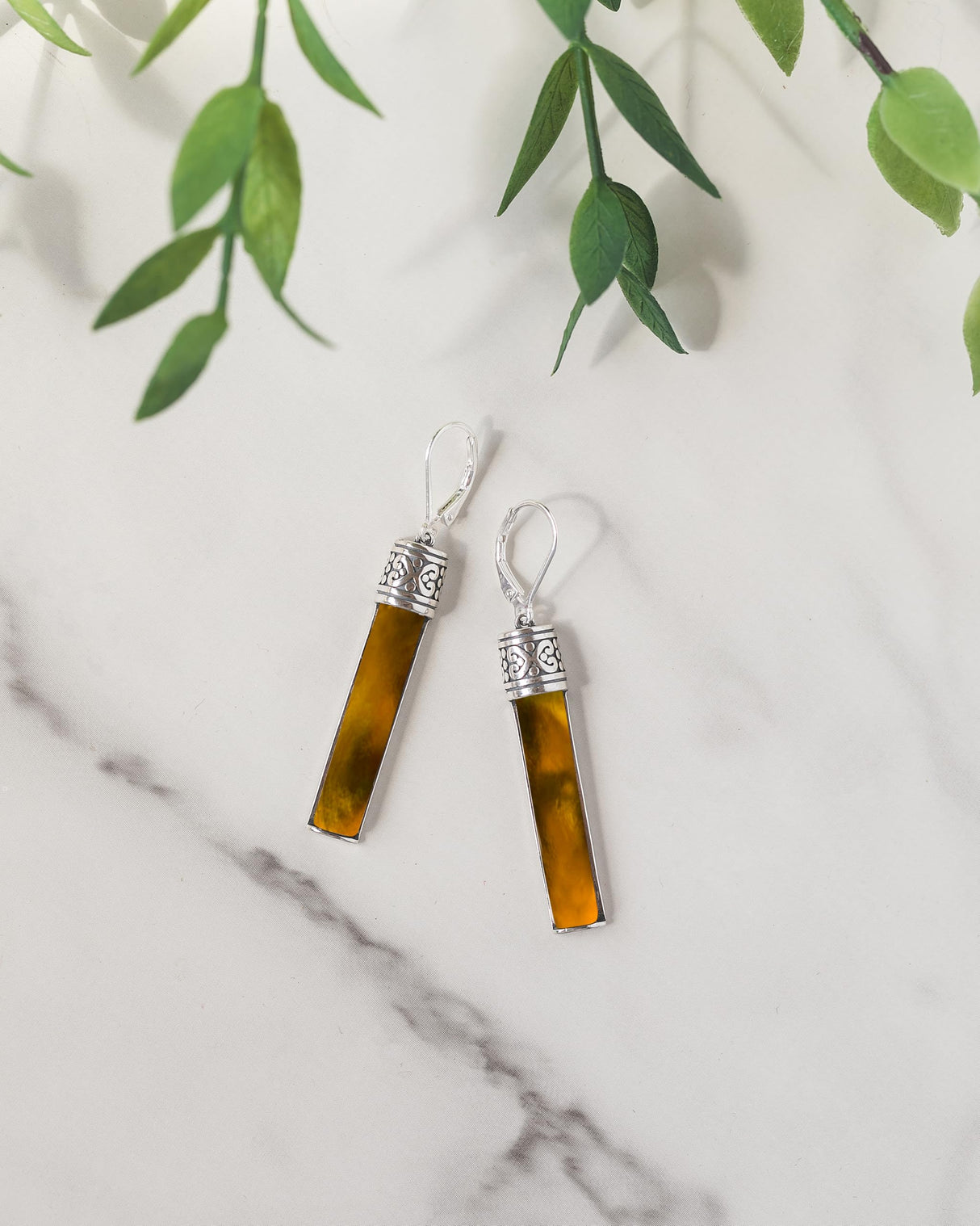 Recycled Antique Bottle and Dishware and Sterling Silver Bottoms Up Lever Back Earrings (Vintage Mason Jar)
