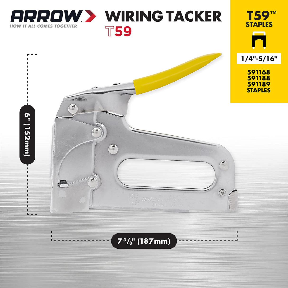 Arrow T59 Heavy Duty Staple Gun with Rear-Load Magazine for Voice and Data Cables and Wiring, Fits Wires up to 5/16-Inch Diameter