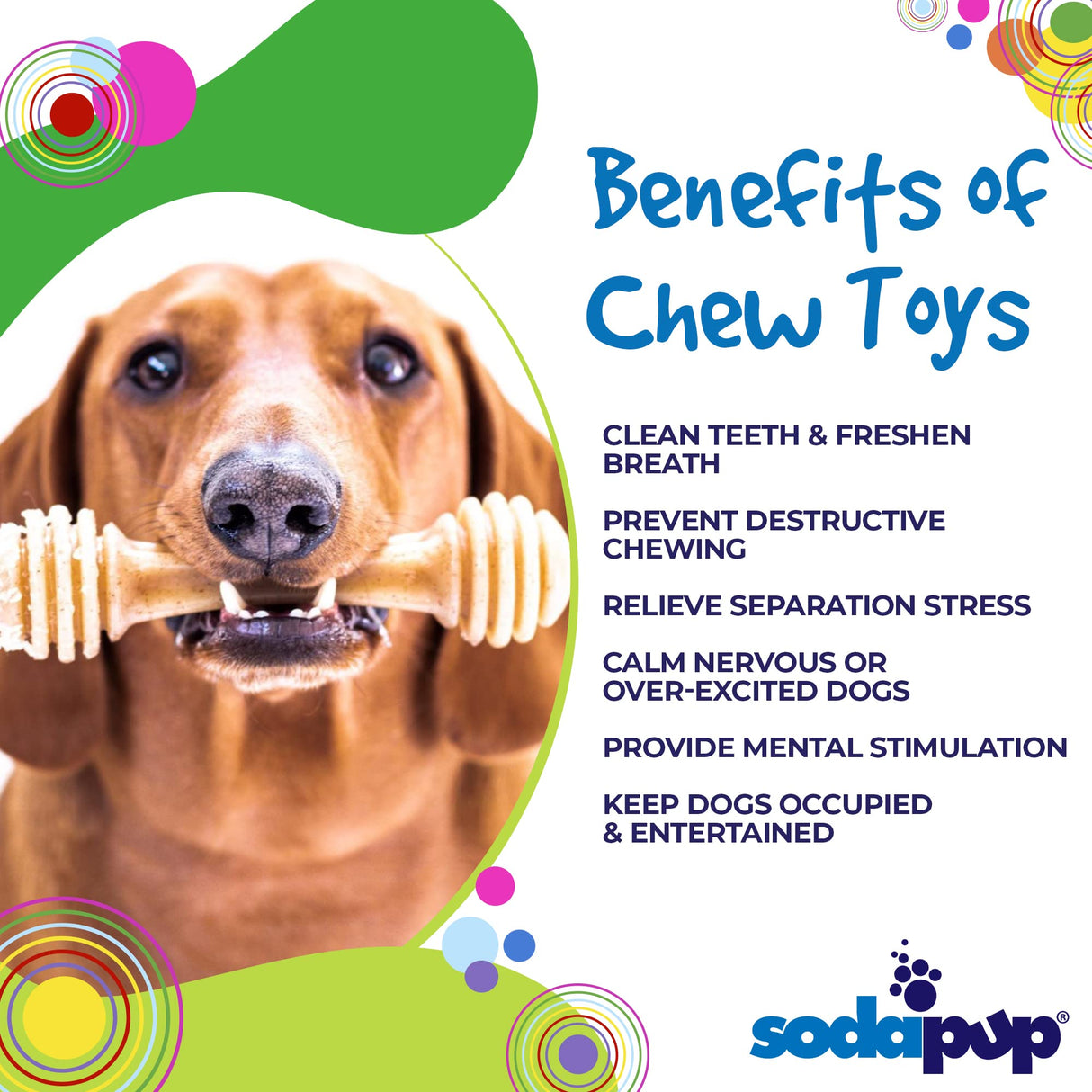 SodaPup Hot Dog – Durable Dog Chew Toy Made in USA from Non-Toxic, Pet Safe, Food Safe Nylon Material for Mental Stimulation, Clean Teeth, Fresh Breath, Problem Chewing, Calming Nerves, & More