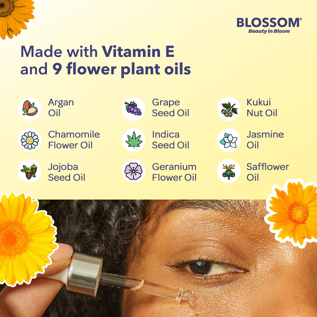 Blossom All Natural Eye Serum with Essential Oils, Organic Cruelty Free Moisturizing, Infused with Real Flowers, Made in USA, 0.5 fl. oz., Spring Bouquet