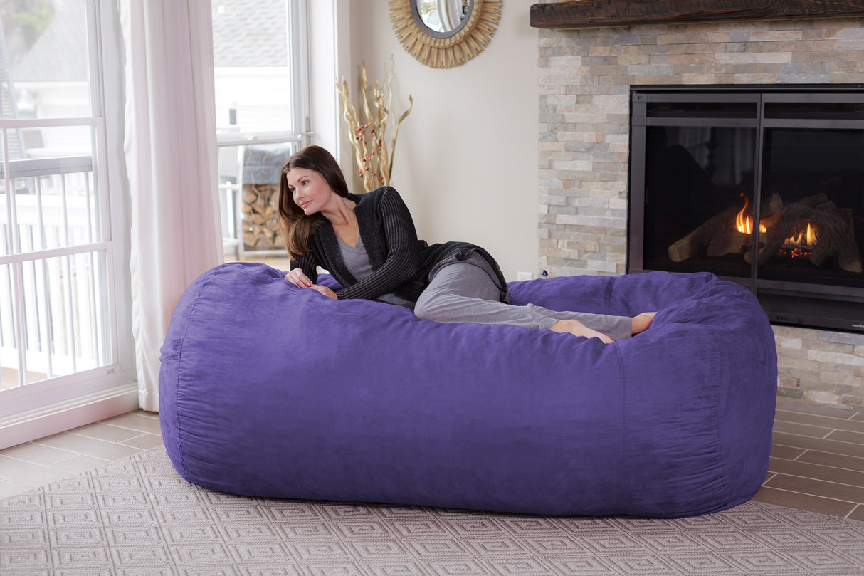 Chill Sack Memory Foam Bean Bag Lounger, 7.5-Feet, Red Furry