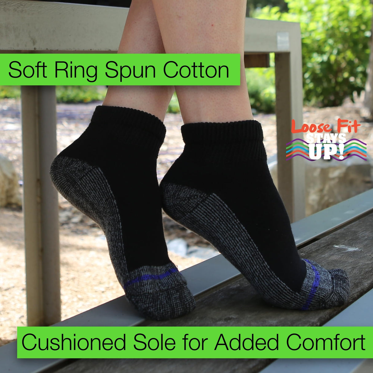 Men's and Women's Casual Lower Cut Socks (Pack of 3) Made in USA, Cushioned Sole