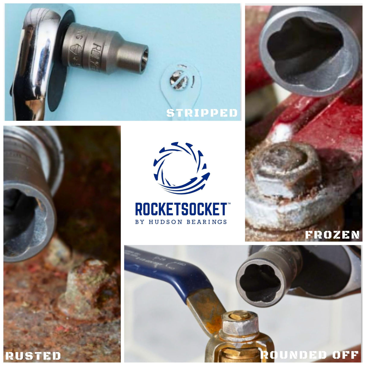 18-Piece Bolt Extractor Set | Made in USA Turbo Sockets for Stripped, Rounded, Rusted Bolts & Nuts | Impact Grade 1/4" & 3/8" Drive Lug Nut & Bolt Remover Kit | Nut Extractor Socket Set