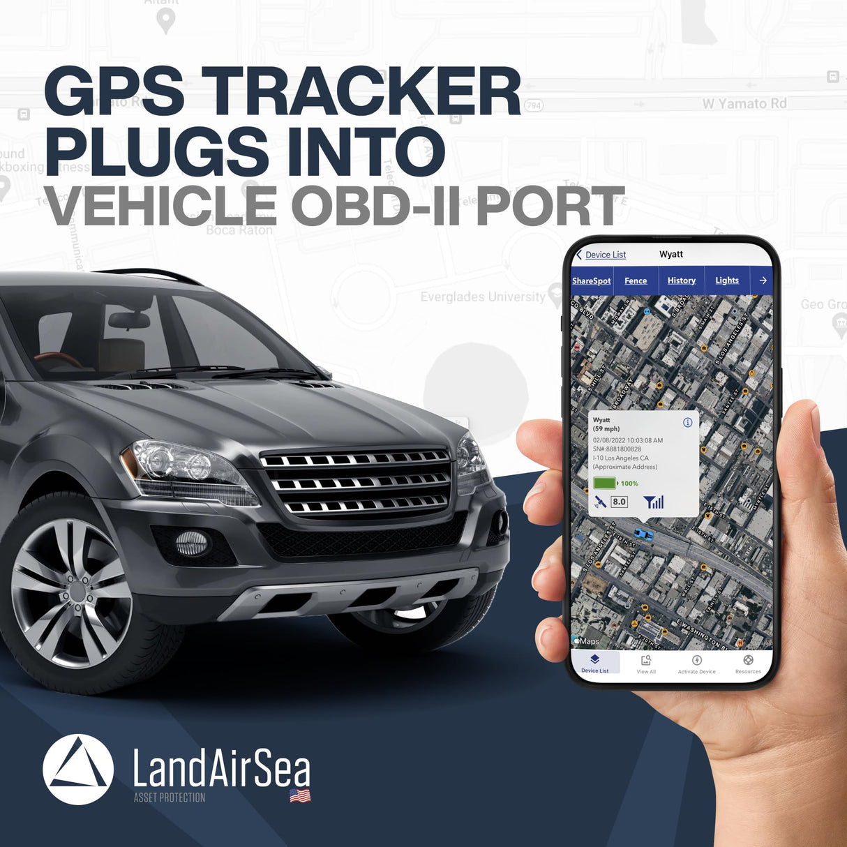 LandAirSea Sync + 12 Month Prepaid Subscription. Global GPS Tracker for Vehicles. Real-Time Tracking for Vehicle, Assets, Teens, and Elderly.