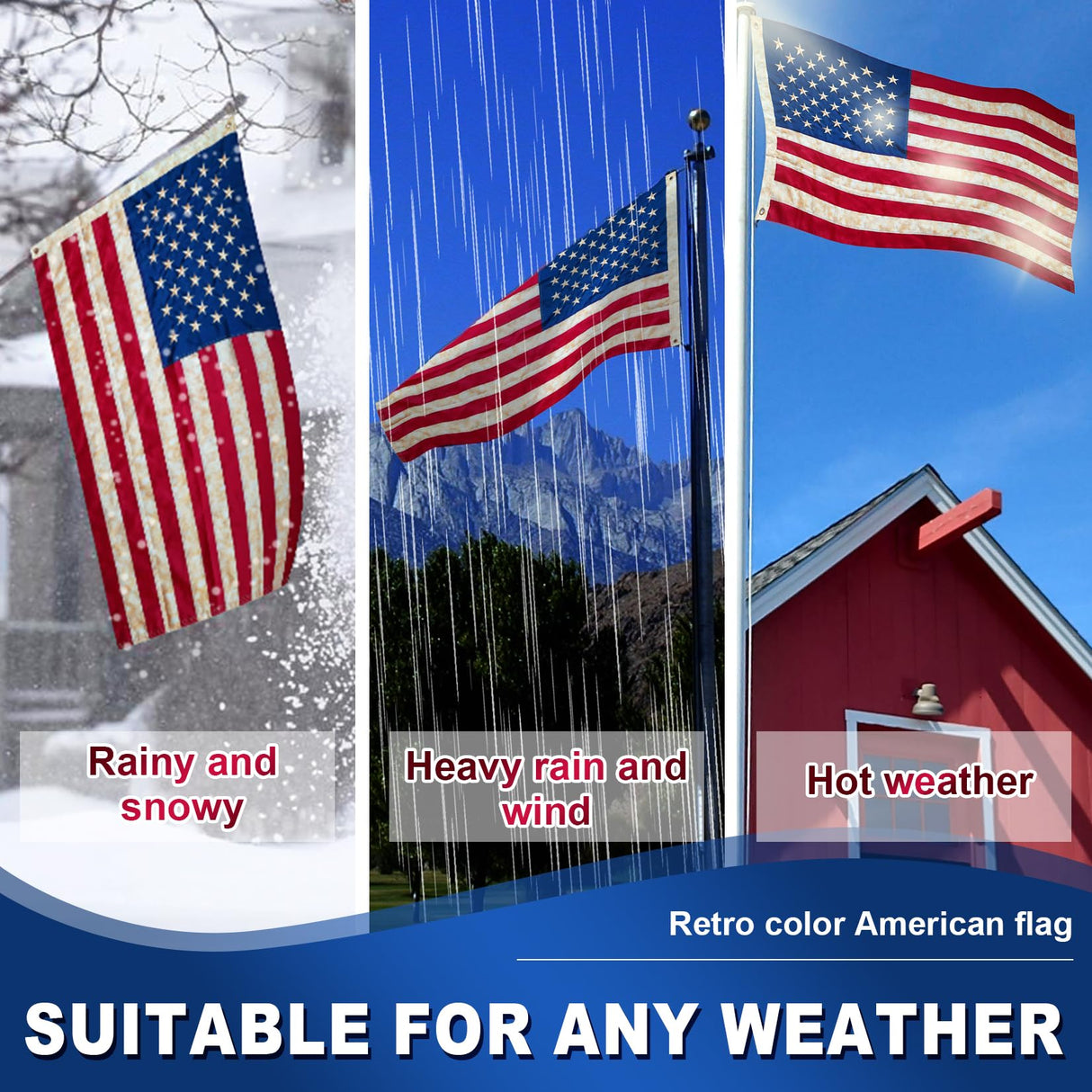 100% Made in USA American Flags 3x5 Ft Outside,American Flag Outdoor Heavy Duty,Us Flag 3x5 Longest Lasting Usa Flag, Built For Outdoor Use,(100% In Usa)