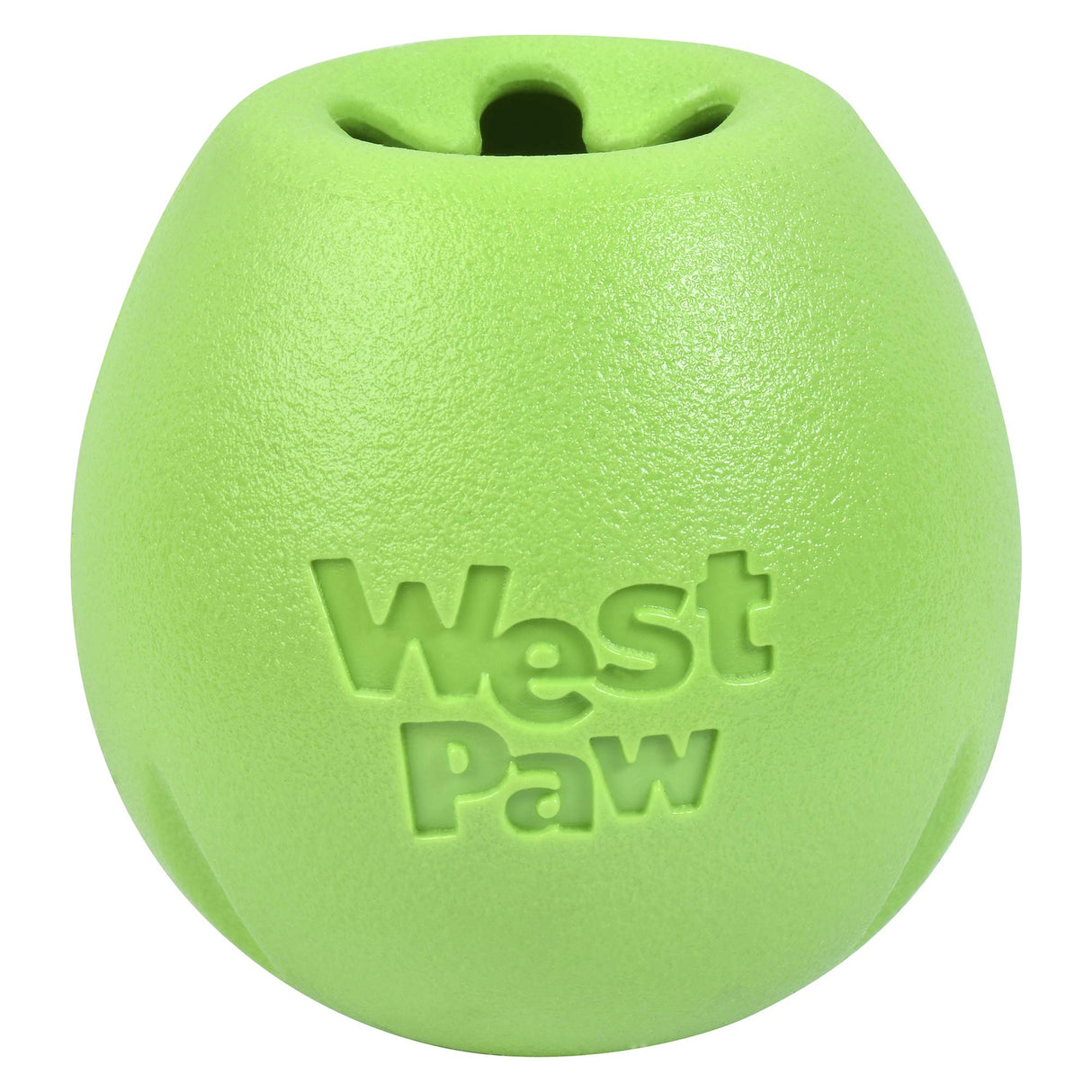 West Paw Zogoflex Rumbl Treat-Dispensing Dog Toy – Interactive Slow-Feeder Chew – Enrichment Toy Moderate Chewers, Fetch, Catch – Holds Kibble, (Eggplant, Large)