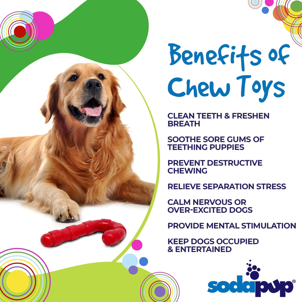 SodaPup Hot Dog – Durable Dog Chew Toy Made in USA from Non-Toxic, Pet Safe, Food Safe Nylon Material for Mental Stimulation, Clean Teeth, Fresh Breath, Problem Chewing, Calming Nerves, & More