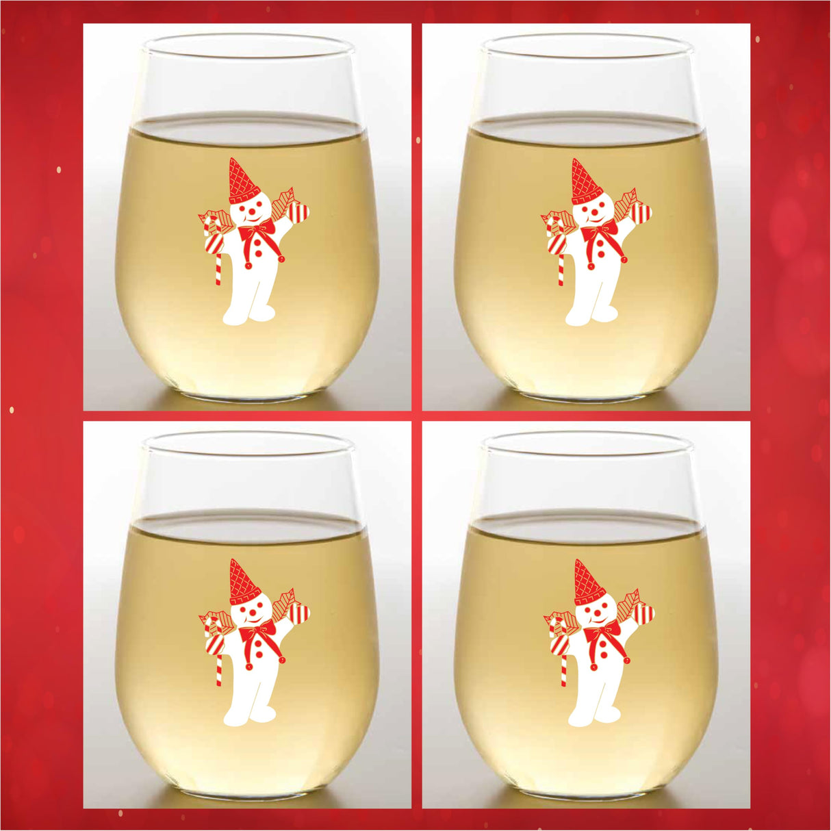 Set of 4 Shatterproof CUSTOM 16 oz Plastic Wine Glasses MADE in the USA (CHRISTMAS NUTCRAKERS)