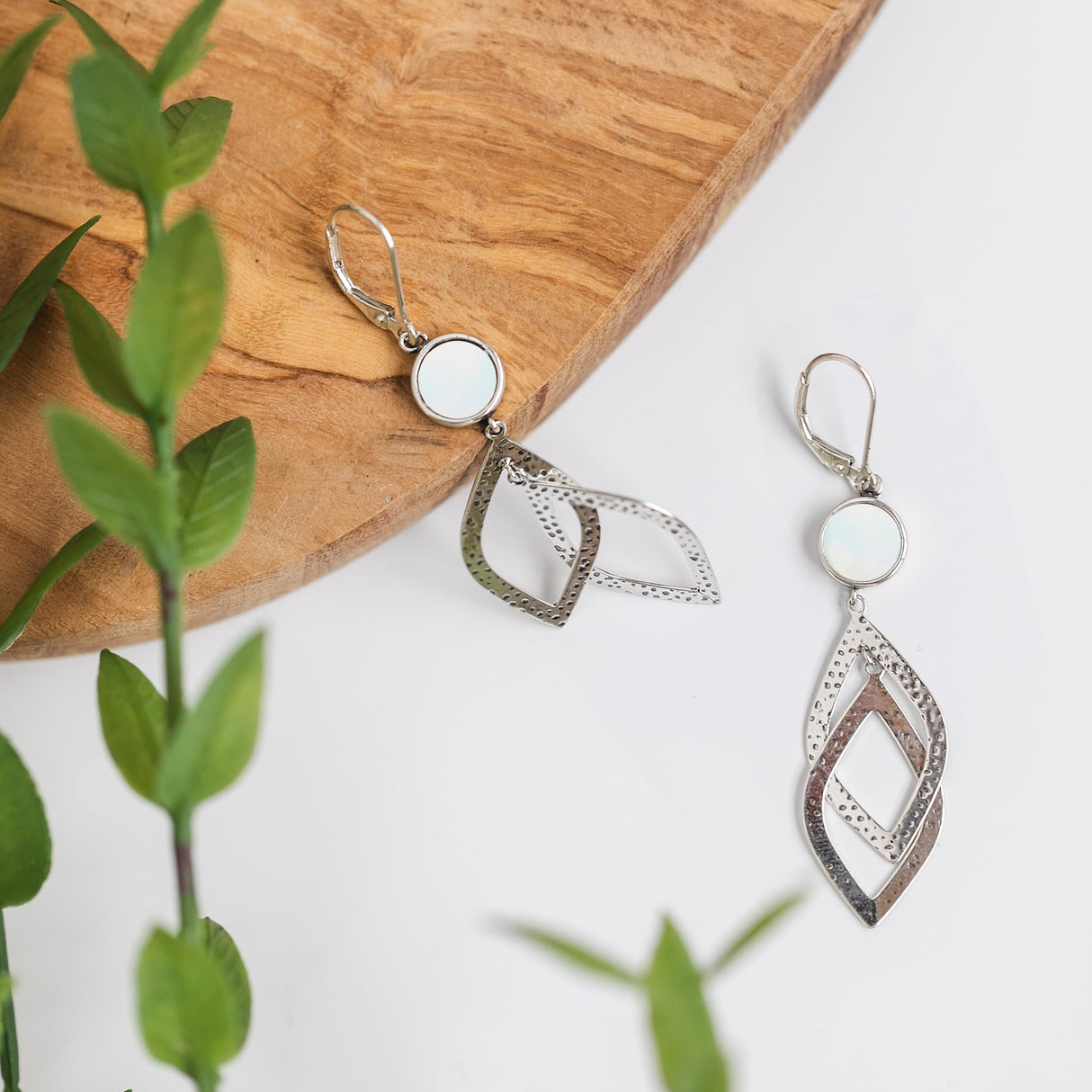 Bottled Up Designs Handmade Recycled Antique Glass and Sterling Silver Cascade Earrings (Olive Wine Bottle)