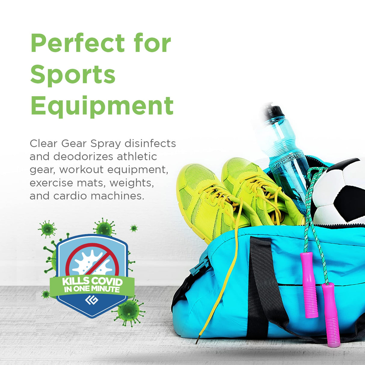 Disinfectant, Cleaner, and Deodorizer for Sports Equipment, Gyms, and Fitness Centers - EPA-Registered, Hospital Grade, Made in USA - 1 Gallon Bottle