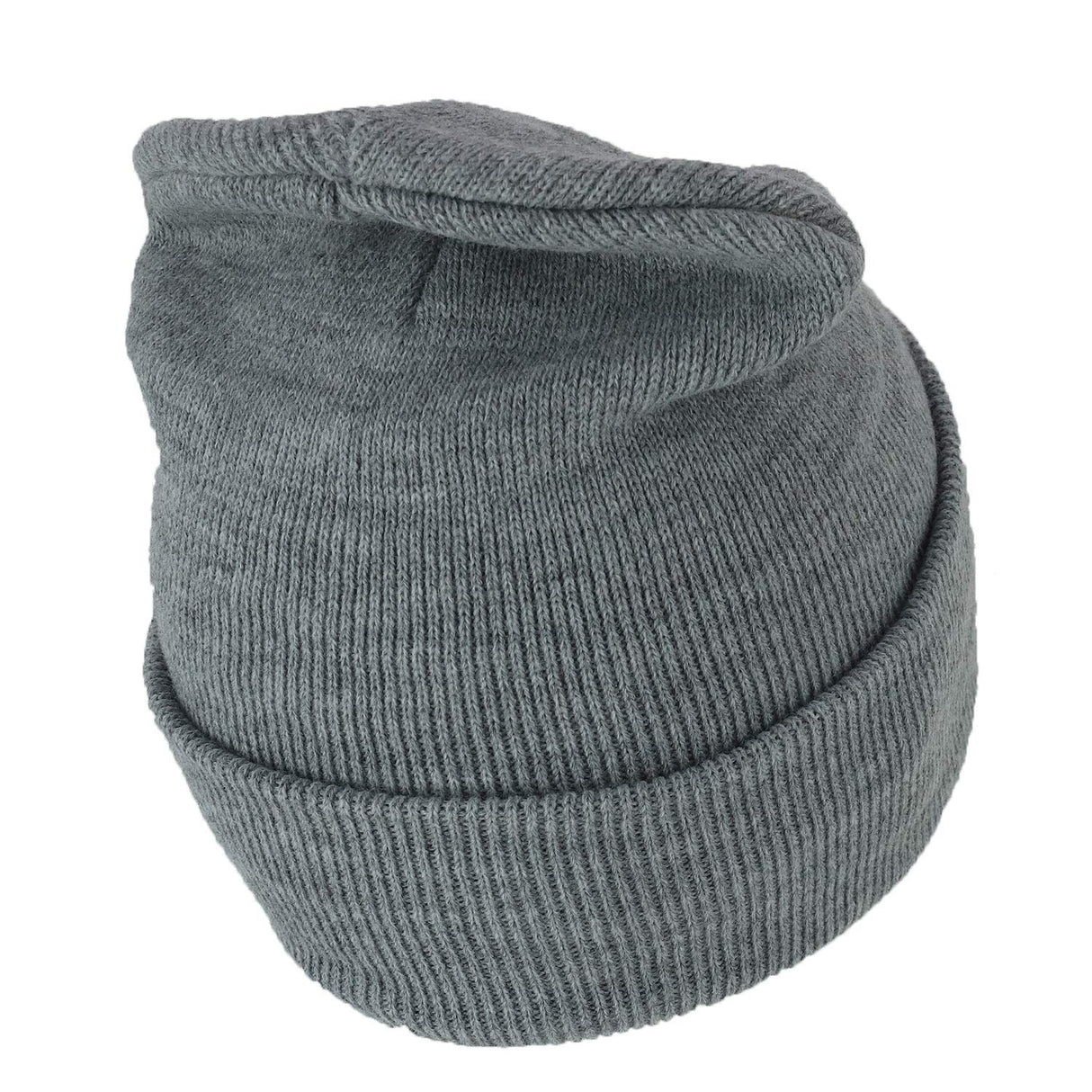 Made in USA Grey American Flag Embroidered Knit Cuff Long Beanie