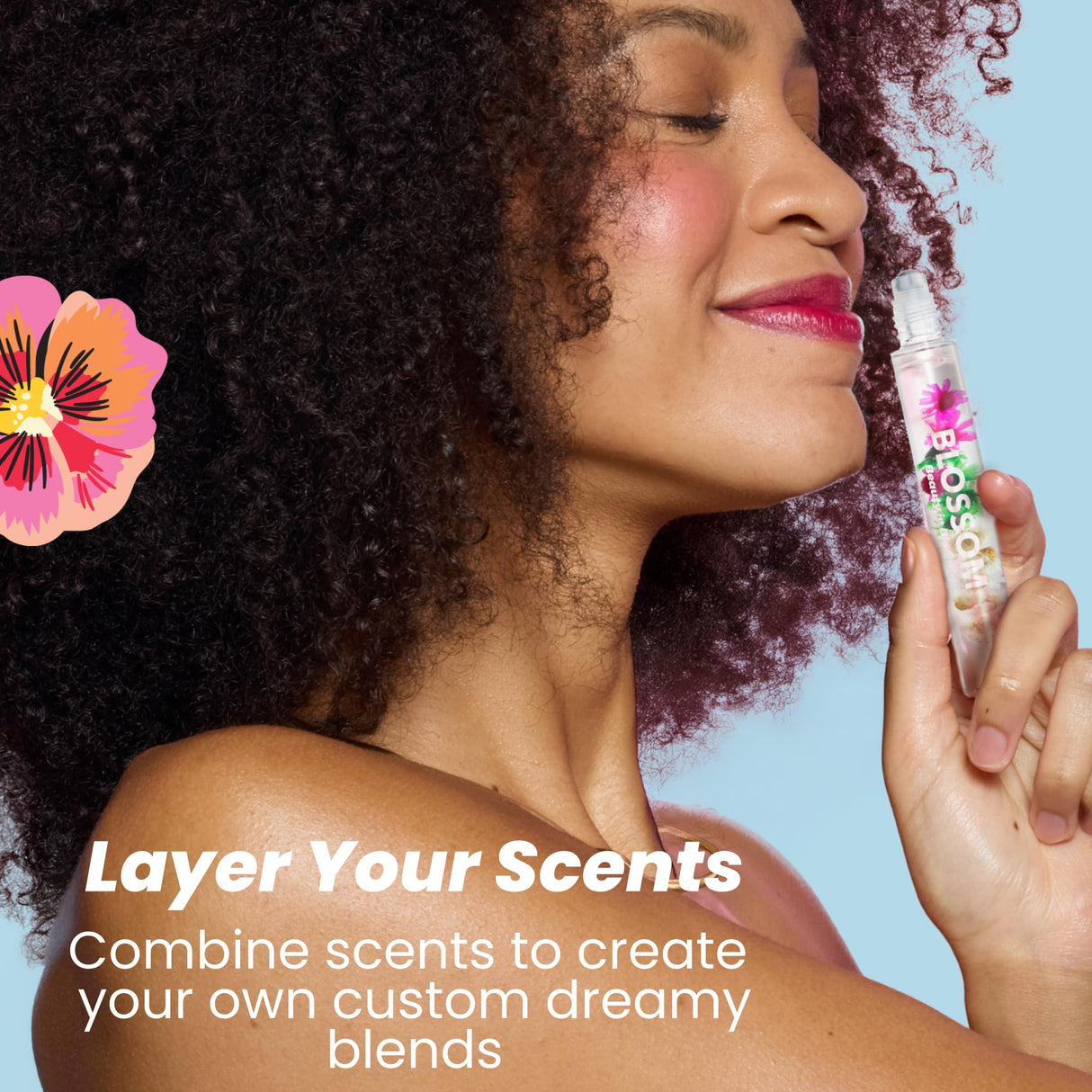 Blossom Roll on Perfume Oil for Women, Alcohol Free Rollerball Perfume with Essential Oil, Infused with Real Flowers, Made in USA, 0.20 oz (Lemon, Bergamot, Violet, White Musk), Cactus Flower