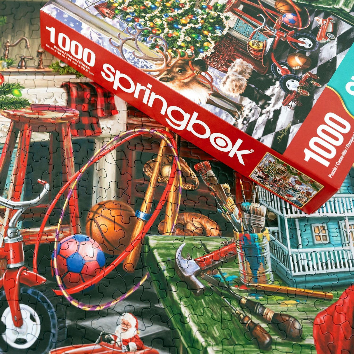 Springbok's Santa's Workshop 1000 Piece Jigsaw Puzzle by Artist Dona Gelsinger Features The Famous Christmas Workshop of Santa's Elves