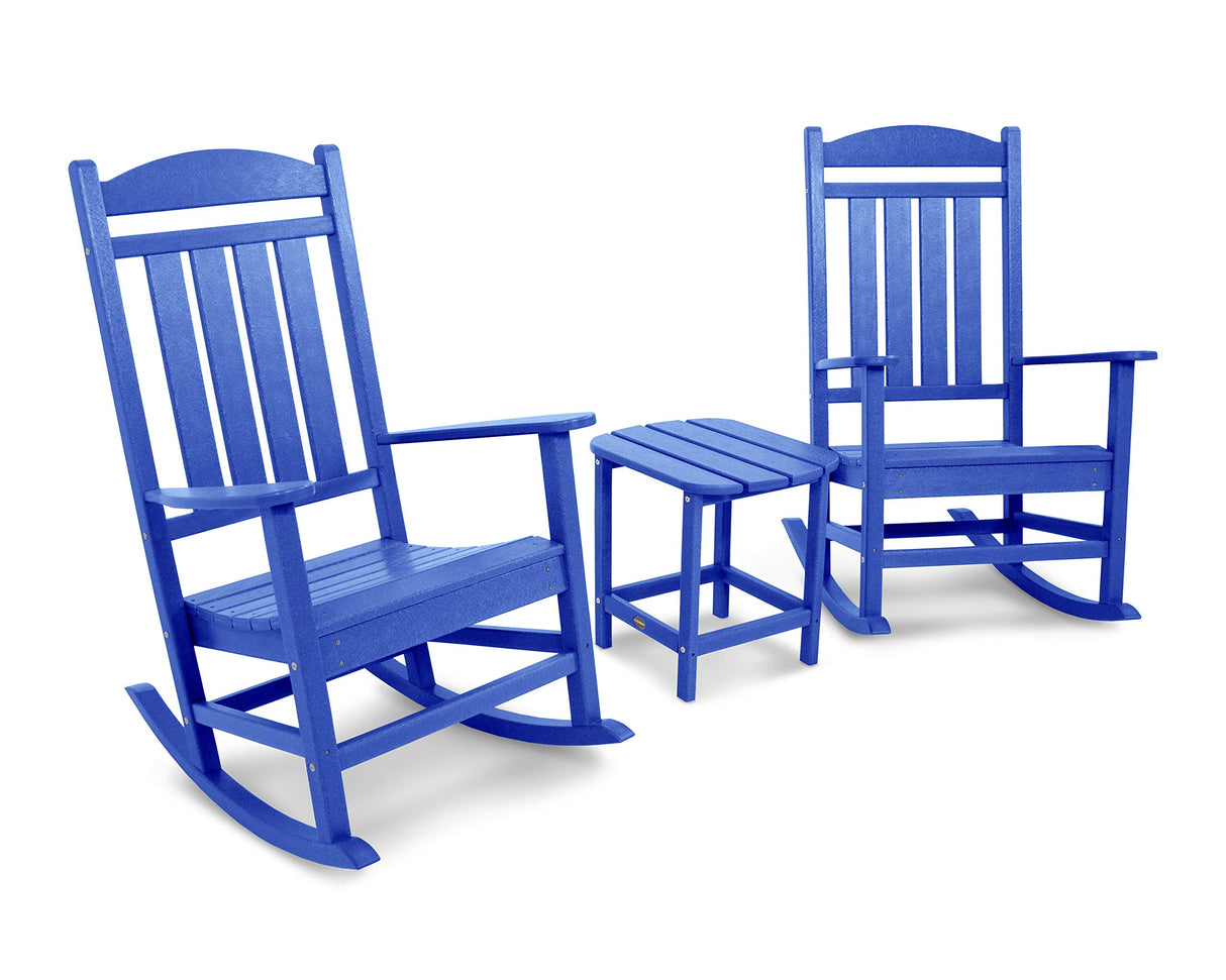 POLYWOOD PWS166-1-BL Presidential Rocker 3-Piece Rocking Chair Set, Black