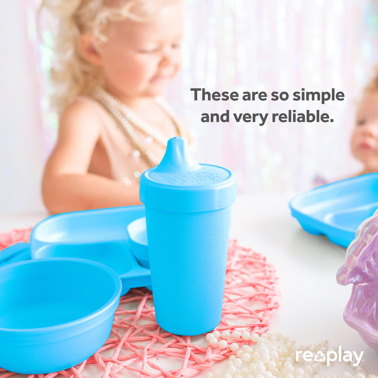 Re-Play Made in USA 10 Oz. Sippy Cups for Toddlers, Pack of 4 - Reusable Spill Proof Cups for Kids, Dishwasher/Microwave Safe - Hard Spout Sippy Cups for Toddlers 3.13" x 6.25", Desert Roses