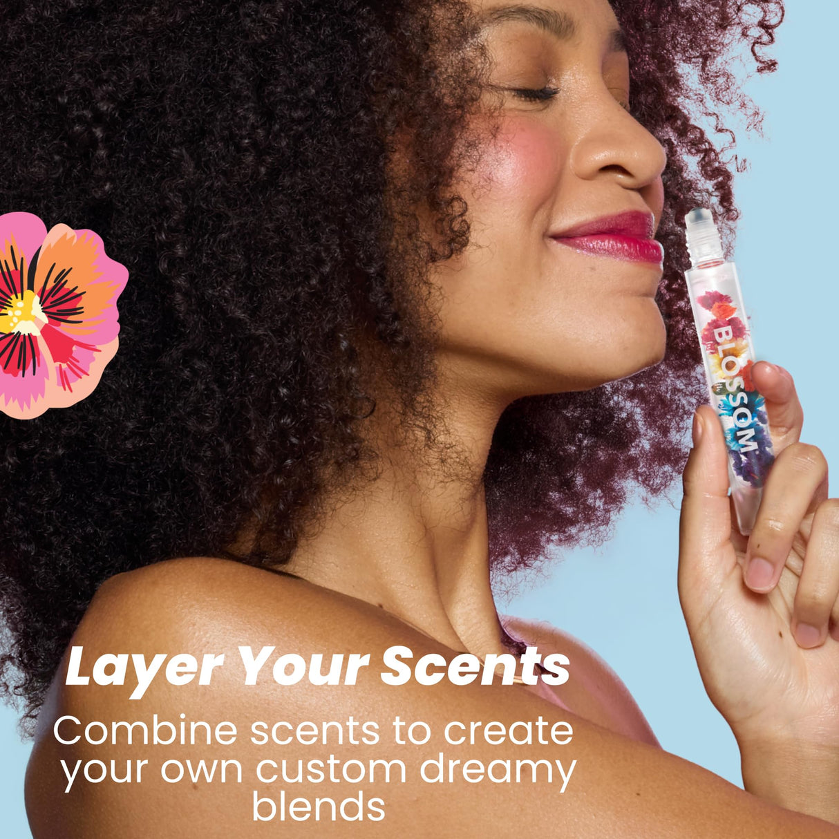 Blossom Roll on Perfume Oil for Women, Alcohol Free Rollerball Perfume with Essential Oil, Infused with Real Flowers, Made in USA, 0.20 oz (Lemon, Bergamot, Violet, White Musk), Cactus Flower