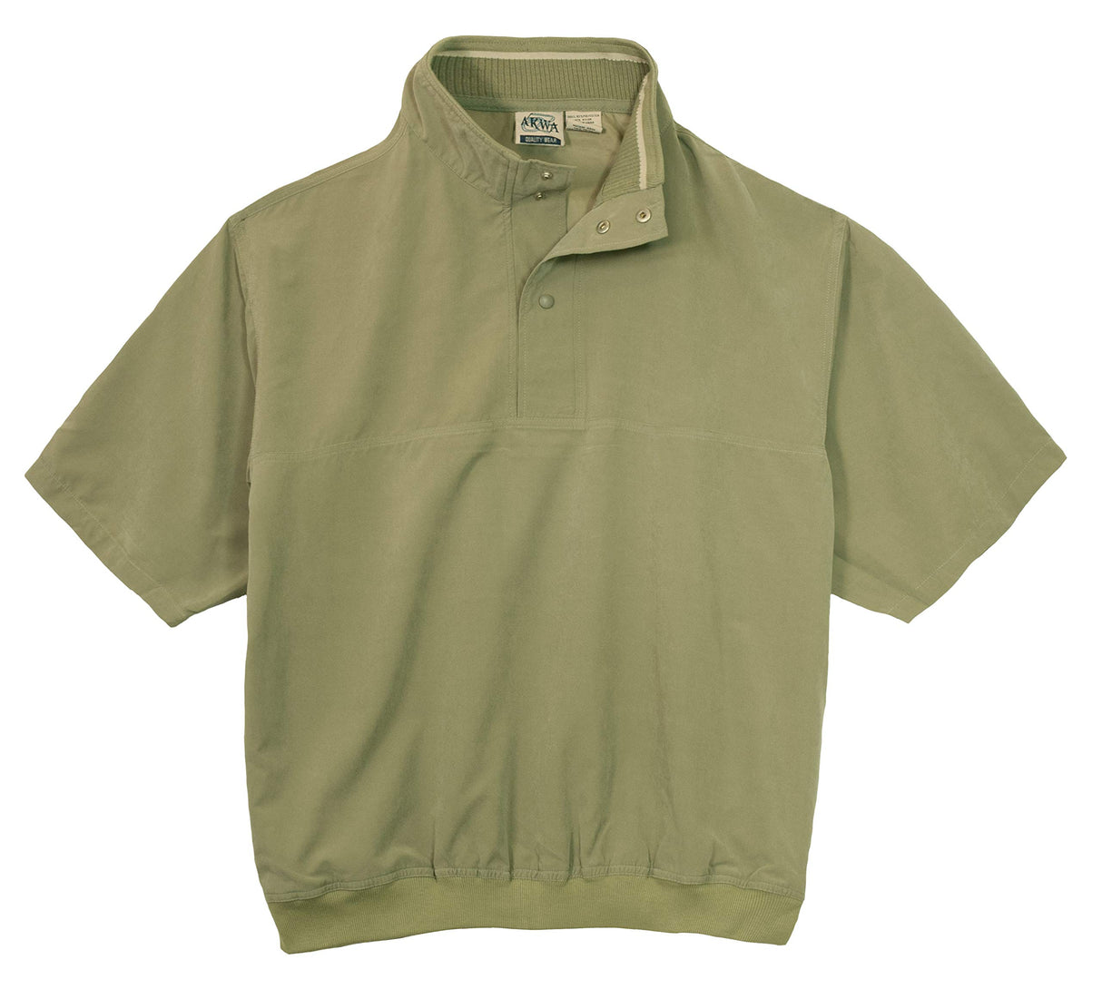 Akwa Men's Microfiber Woven Water Repellent Short Sleeve Snap Button Placket Pullover Windshirt