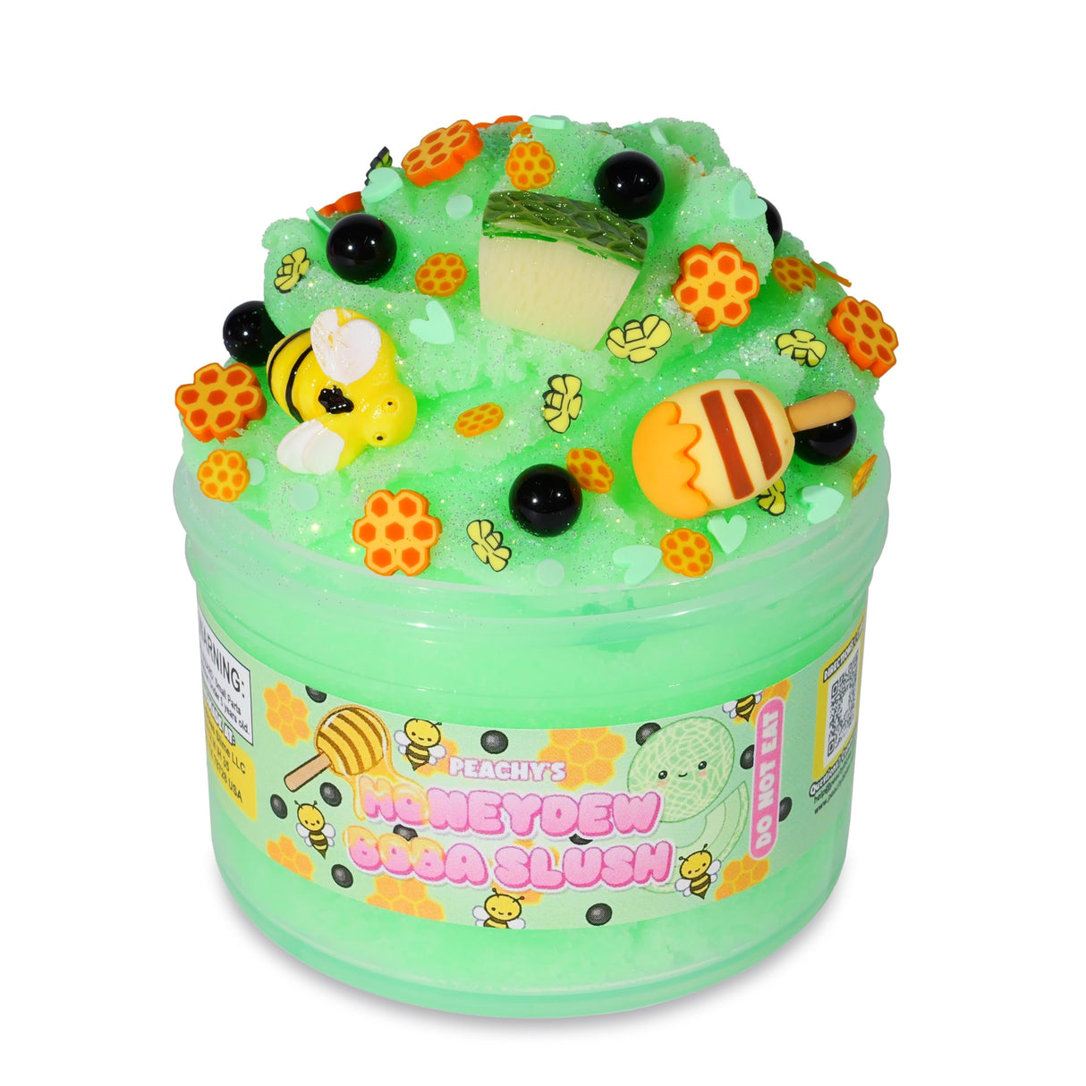 Honeydew Boba Slush Slime, Made in USA Premium Slime, 100% Authentic Peachybbies, 7 oz. ICEE, Scented Slime for Kids from The Original Peachybbies Slime Shop, ASMR, Limited Edition