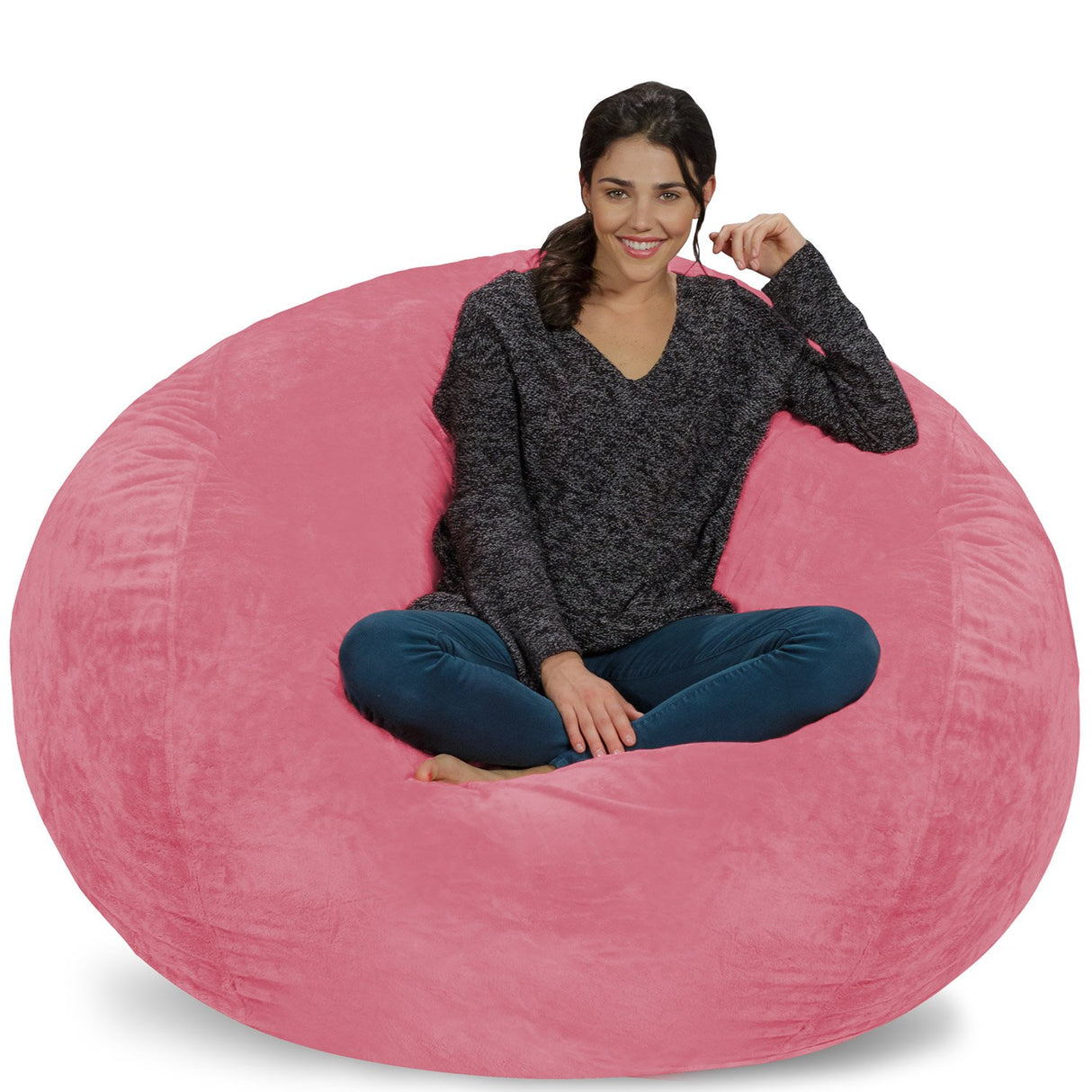 Chill Sack Bean Bag Chair: Giant 5' Memory Foam Furniture Bean Bag - Big Sofa with Soft Micro Fiber Cover - Black