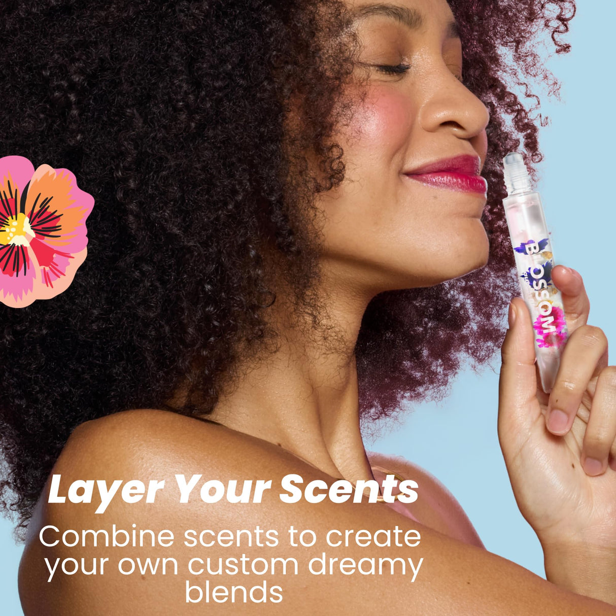 Blossom Roll on Perfume Oil for Women, Alcohol Free Rollerball Perfume with Essential Oil, Infused with Real Flowers, Made in USA, 0.20 oz (Lemon, Bergamot, Violet, White Musk), Cactus Flower