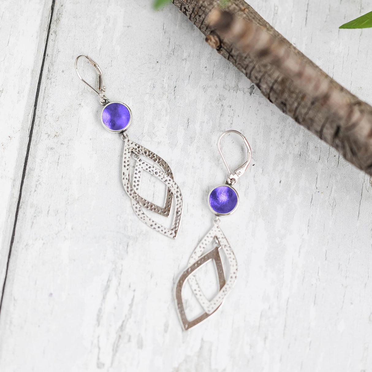 Bottled Up Designs Handmade Recycled Antique Glass and Sterling Silver Cascade Earrings (Olive Wine Bottle)