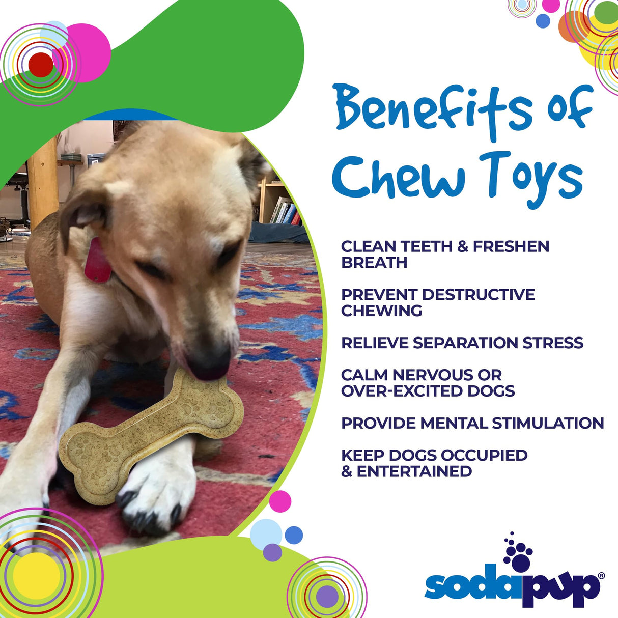 SodaPup Hot Dog – Durable Dog Chew Toy Made in USA from Non-Toxic, Pet Safe, Food Safe Nylon Material for Mental Stimulation, Clean Teeth, Fresh Breath, Problem Chewing, Calming Nerves, & More
