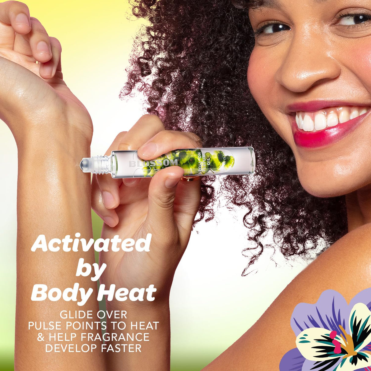 Blossom Roll on Perfume Oil for Women, Alcohol Free Rollerball Perfume with Essential Oil, Infused with Real Flowers, Made in USA, 0.20 oz (Lemon, Bergamot, Violet, White Musk), Cactus Flower