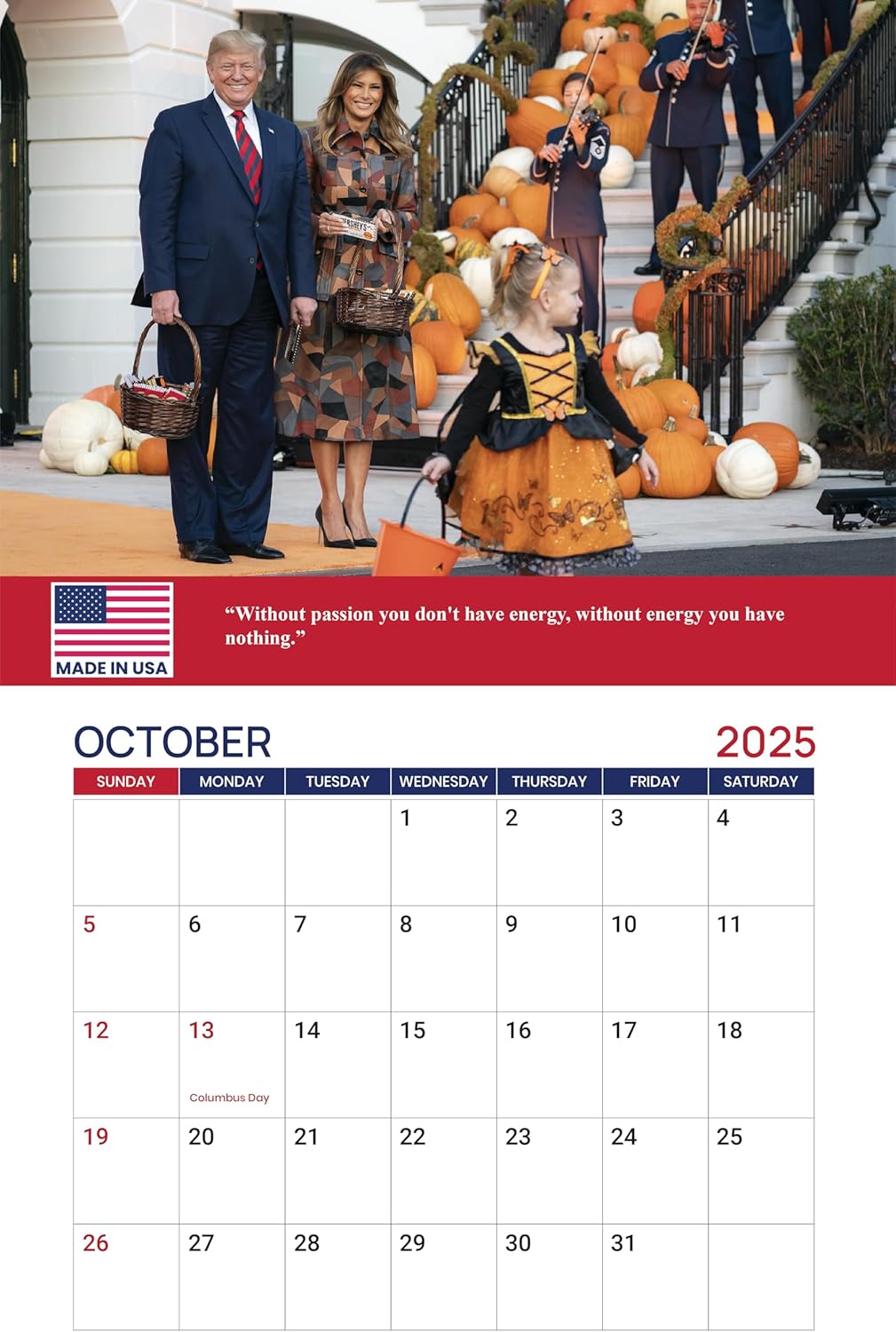 Trump Wall Calendar 2025, Monthly Wall Calendar Donald Trump Gifts, 45 47 President Trump Calendar for Walls with Motivational and Inspirational Quotes, Made in USA