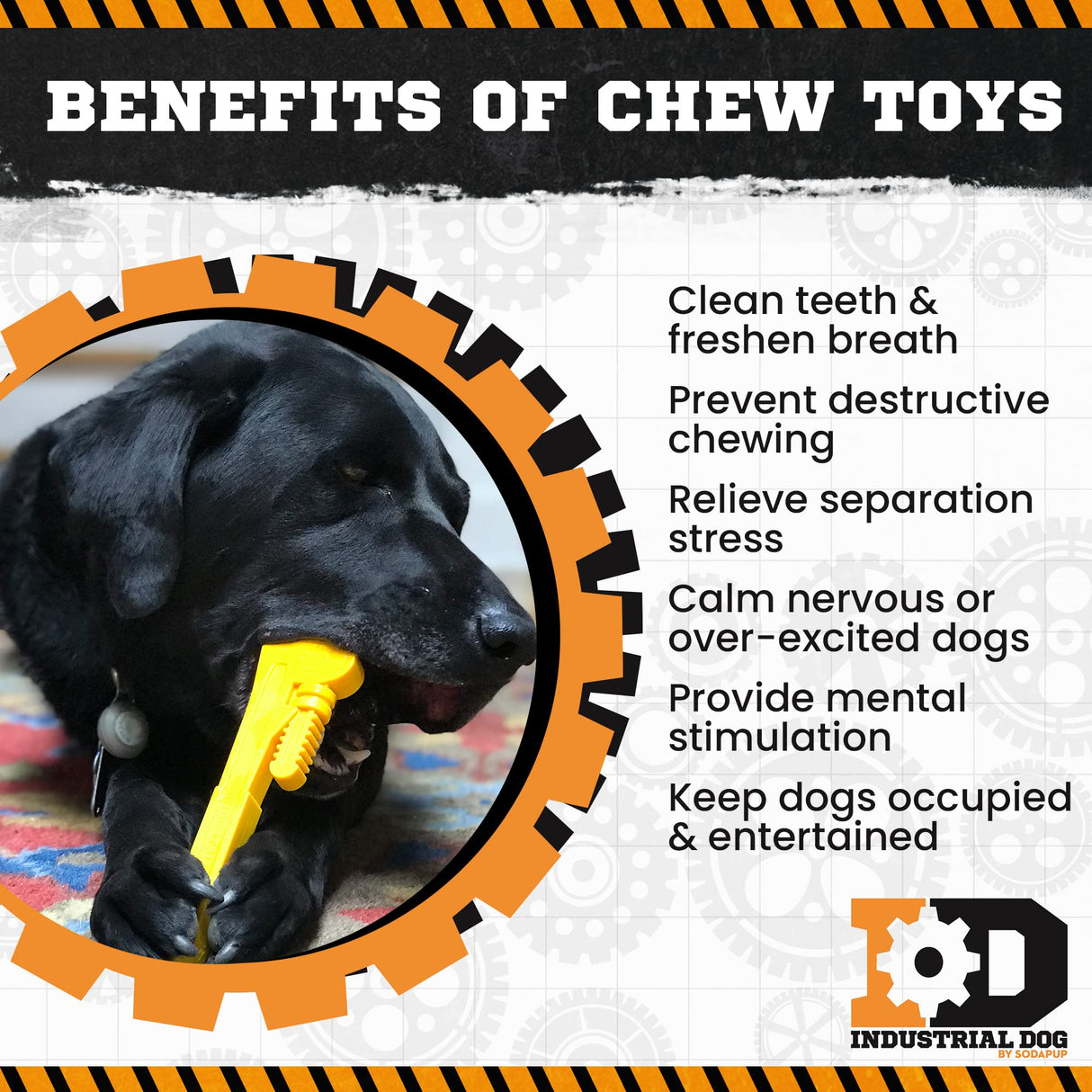 SodaPup Hot Dog – Durable Dog Chew Toy Made in USA from Non-Toxic, Pet Safe, Food Safe Nylon Material for Mental Stimulation, Clean Teeth, Fresh Breath, Problem Chewing, Calming Nerves, & More