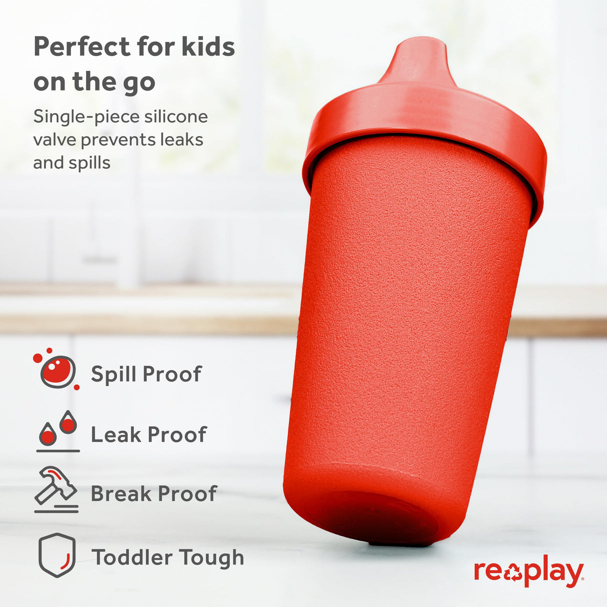 Re-Play Made in USA 10 Oz. Sippy Cups for Toddlers, Pack of 4 - Reusable Spill Proof Cups for Kids, Dishwasher/Microwave Safe - Hard Spout Sippy Cups for Toddlers 3.13" x 6.25", Desert Roses