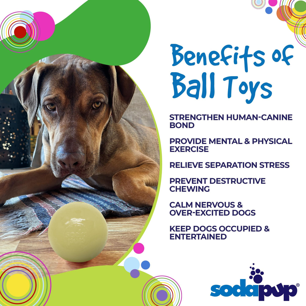 SodaPup USA-K9 Stars & Stripes – Durable Dog Ball Toy & Chew Toy Made in USA from Non-Toxic, Pet-Safe, Food Safe Natural Rubber for Bonding, Mental & Physical Exercise, Problem Chewing, Calming & More