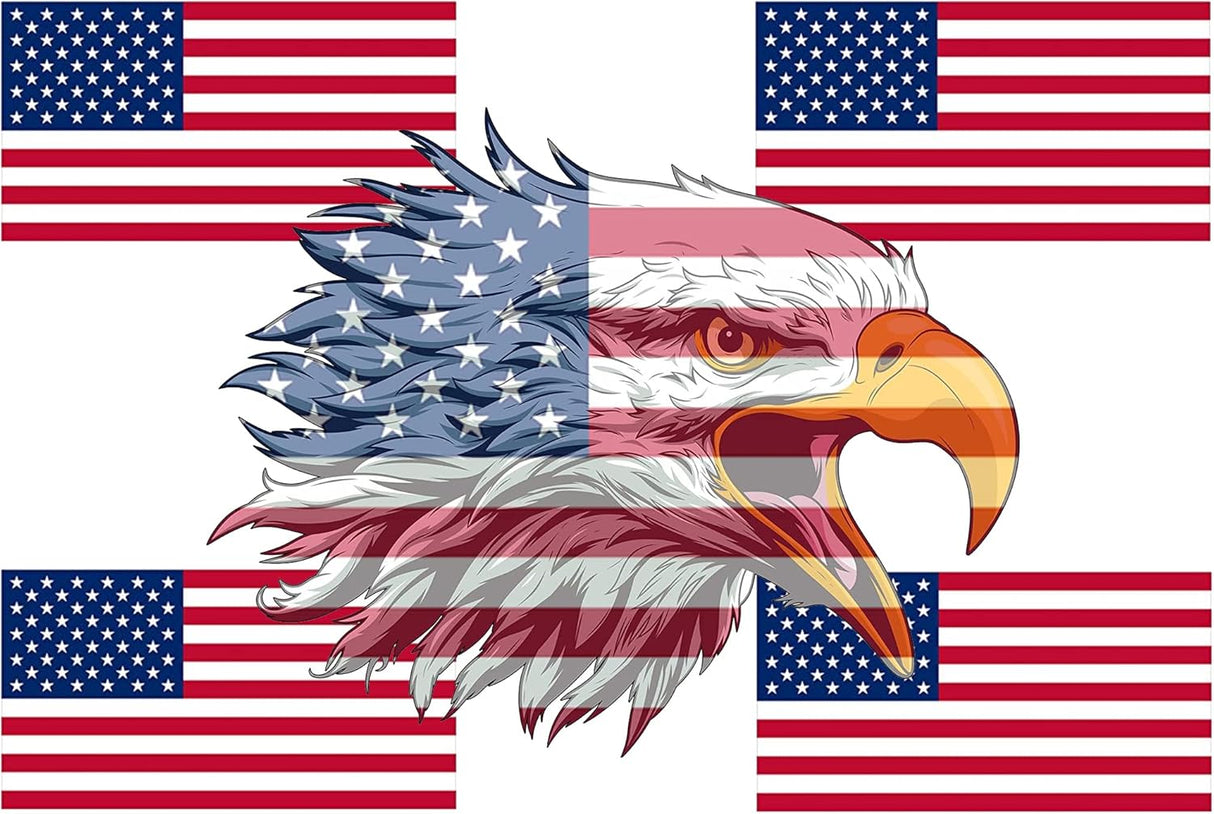 Rogue River Tactical Large 10x6 American Eagle USA Flag Die Cut and Four 3x5 Old Glory Decal Bundle Car Window Patriotic Auto Bumper Sticker Combo Set Vinyl Decal for Car Truck RV SUV Boat Support