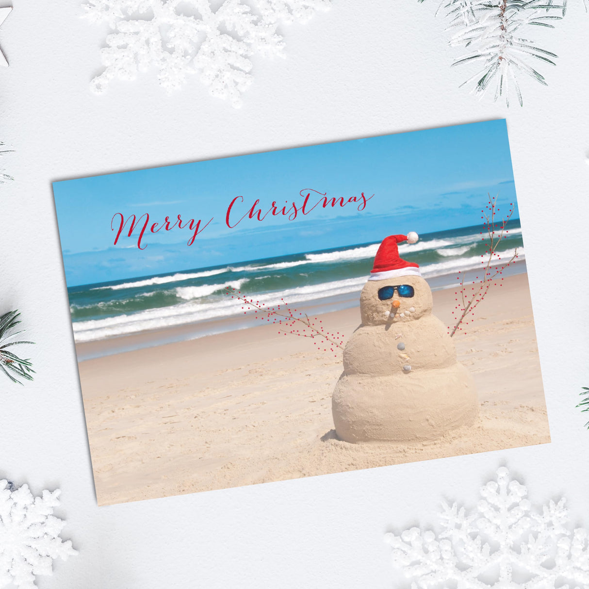 Masterpiece Sparkling Santa Christmas Cards / 16 Festive Holiday Cards Set With White Envelopes / 5 5/8" x 7 7/8" Winter Gold Foil Greeting Cards With Inside Verse/Made In The USA