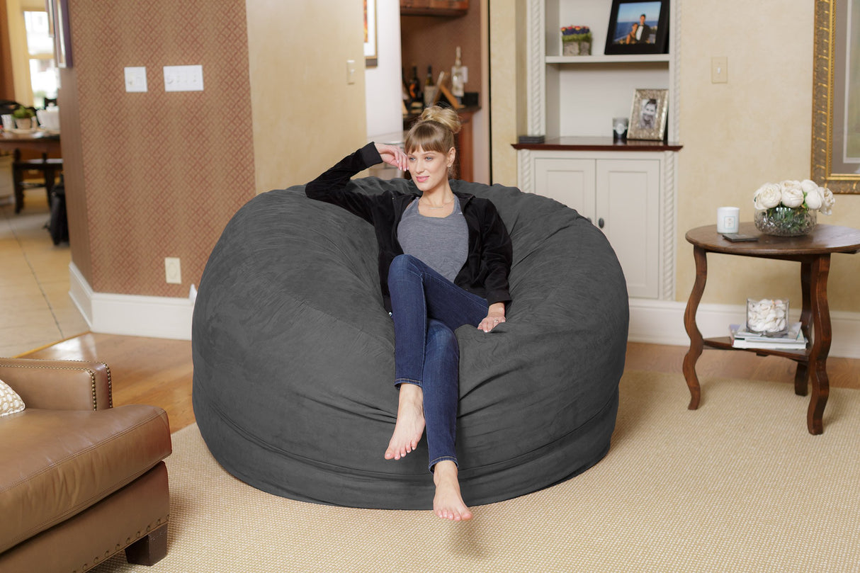 Chill Sack Bean Bag Chair: Giant 6' Memory Foam Furniture Bean Bag - Big Sofa with Soft Micro Fiber Cover, Charcoal
