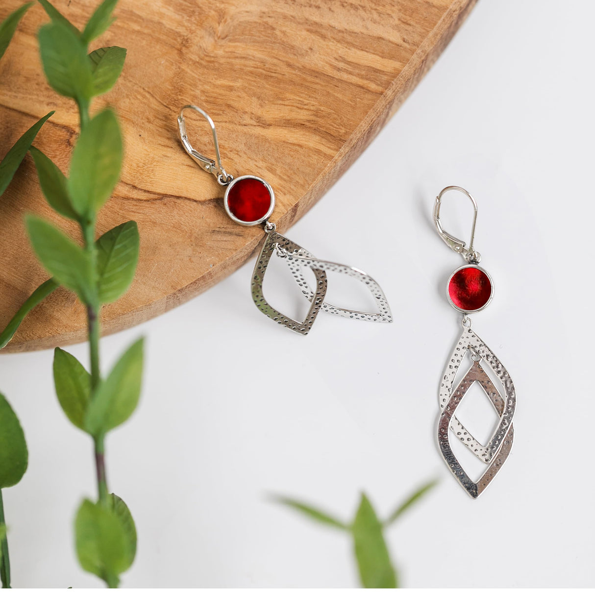 Bottled Up Designs Handmade Recycled Antique Glass and Sterling Silver Cascade Earrings (Olive Wine Bottle)