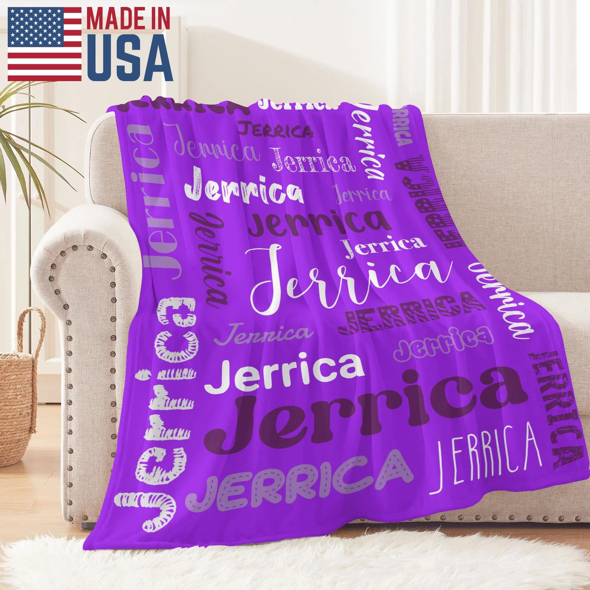 Custom Blanket with Name, Soft Cozy Personalized Name Blankets for Kids, Girls, Boys, Adults, Customized Christmas Blanket for Women, Men, Newborn, New Mom, Red Colors, Made in USA