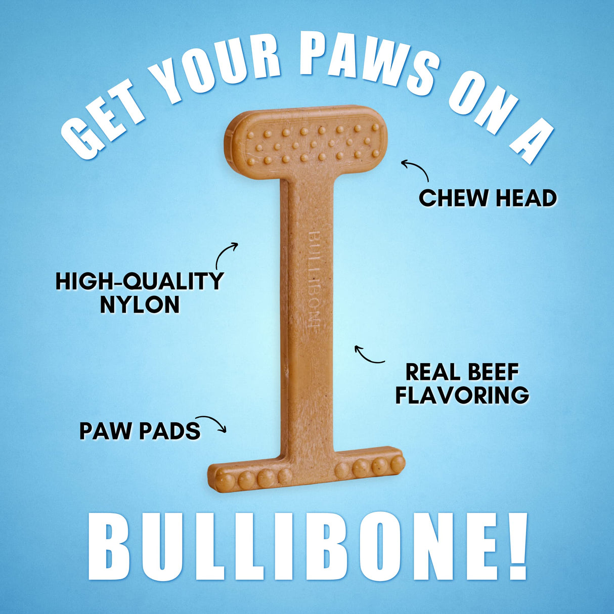 Bullibone Nylon Dog Chew Toy Nylon Bone - Improves Dental Hygiene, Easy to Grip Bottom, and Permeated with Flavor (Bacon, Large - 2 Pack)